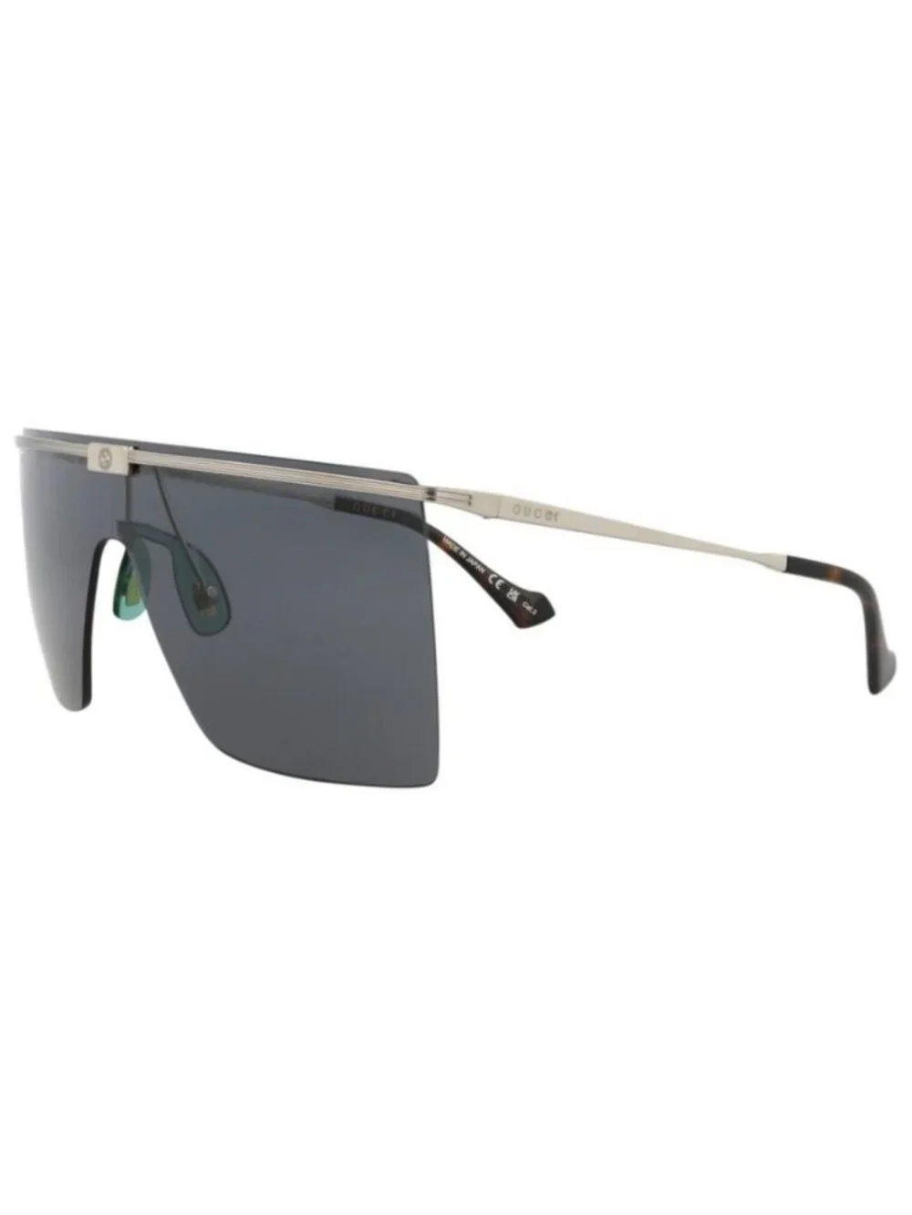 New Gucci Mens Shield/Wrap Silver Silver Grey Fashion Designer Sunglasses